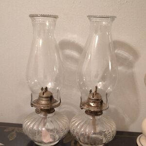 Pair of Elegant Glass Oil Lamp